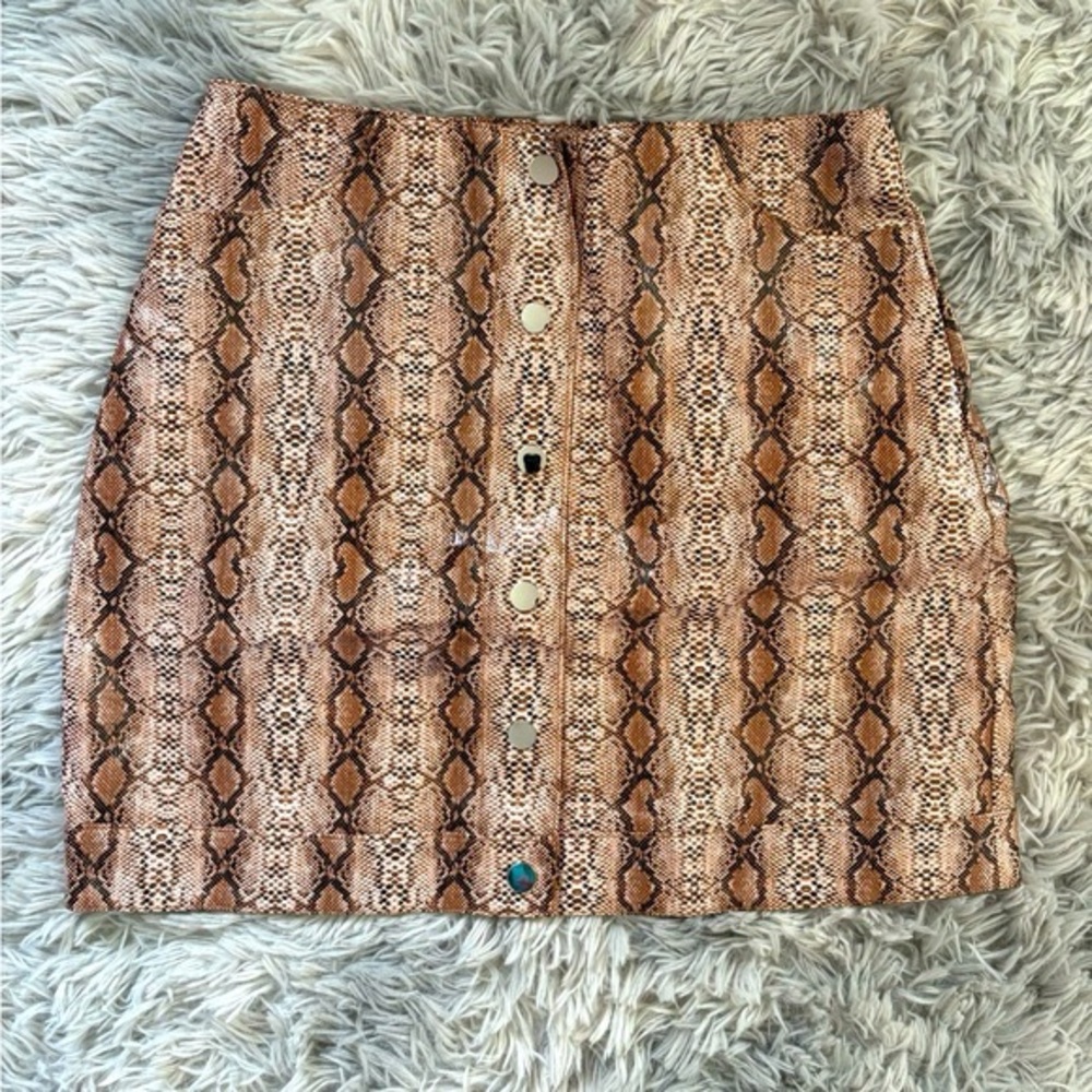 Topshop Faux Leather Snakeprint  Mini Pencil Skirt
